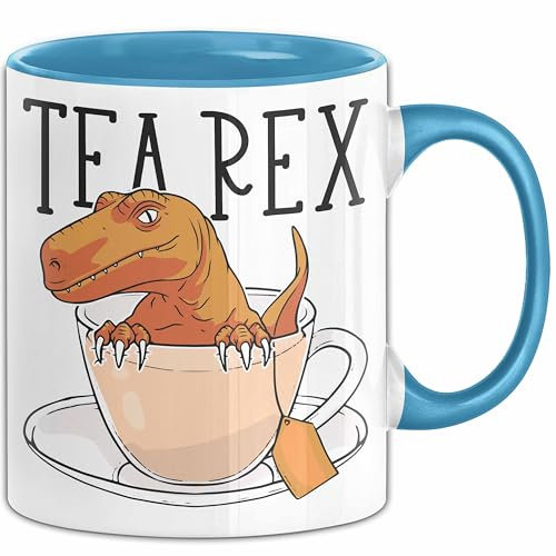 Dinosaurier Tasse Geschenk Tea Rex Tasse Geschenk Dino T-Rex Geschenk Für Jungs (Blau)