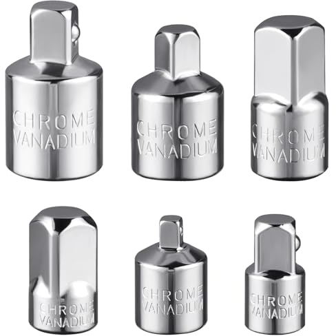 Flintronic 6 Pezzi Adattatore Bussola, Set di Adattatori Chiave Cricchetto, 1/2 a 3/8, 3/8 a 1/2, 3/8 a 1/4, 1/4 a 3/8, 1/2 a 1/4, 1/4 a 1/2, per Chiavi a Cricchetto o Dinamometrica
