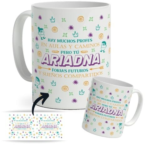 DEREGALOOS Taza Personalizada con nombre para Profesores. Tazas de Desayuno personalizada Profesores. Regalo Original para Profes. Regalos Profes Navidad. Regalo fin de curso.Forjas futuros.