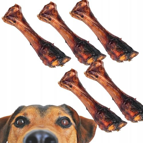 PAKO | Hochwertige getrocknete Rinderknochen für Hunde | mit langsam gekochtem Fleischüberzug | 5 Stück