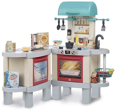 Chicos - Cocina Juguete Kitchen Plus | Cocinita Infantil 2en1| Luces, Sonido y Efecto Real | Transformable en Barbacoa | 31 Accesorios | Niños 3 4 5 años (85114)
