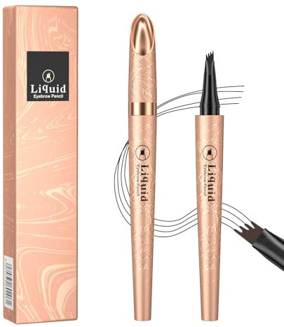 Landrain 3D Augenbrauenstift Wasserfest, Liquid Lang Anhaltend Wischfest Microblading Augenbrauenstift, Schwarz