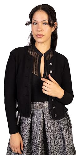 trachtl Veste traditionnelle - Veste en tricot en 3 couleurs : violet, noir, anthracite - Original Oktoberfest, Noir , 44