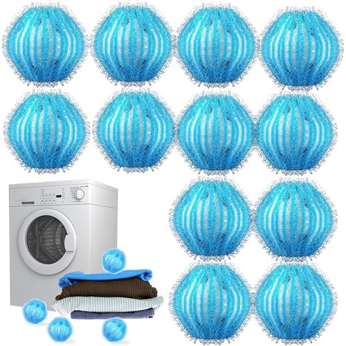 12 Stücke Tierhaarentferner Waschmaschine, Fusselbälle Waschmaschine, Waschmaschine Haarfänger, Katzenhaarentferner Waschmaschine, Für Waschmaschine, Entfernt Tierhaare Fusseln, Fusseln&Flusen