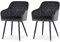 CLIPOP Esszimmerstühle 2er Set, Küchenstuhl Samt Bezug Wohnzimmerstuhl Polsterstuhl mit Armlehne Metallbeine Polstersessel Stuhl für Esszimmer Wohnzimmer Küche (2, Samt Kohlenstoffgrau)