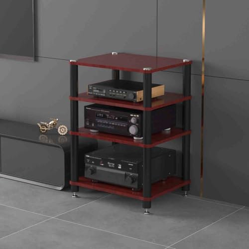 Mobile HIFI, Porta Lettore CD HIFI, Mobile Stereo Supporto Giradischi per vinili, mobile giradischi e porta vinili, rack audio Armadietto Basso per giradischi DVD Player supporto HIFI Rack(Reddish bro