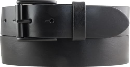 BELTINGER Jeans-Gürtel mit Rollenschnalle aus Vollrindleder 4 cm | Hochwertiger Leder-Gürtel für Herren 40mm | Herren-Gürtel made in Italy | Schwarz 115cm