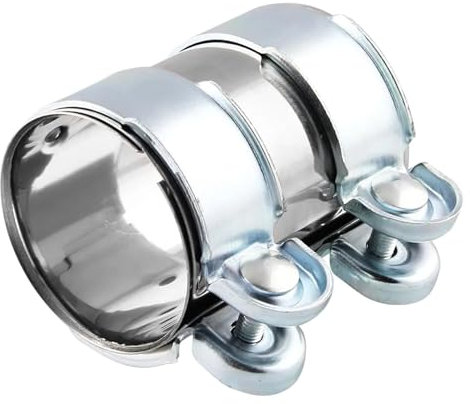 Fascetta di scarico, connettore per tubi in acciaio inox, diametro 55 mm, doppia fascetta di scarico, impianto di scarico universale, 95 mm, lunghezza (Ø 55 mm/L: 95 mm)