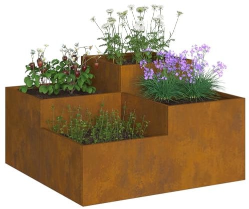 vidaXL Fioriera da Giardino 80x80x48 cm in Acciaio Resistente
