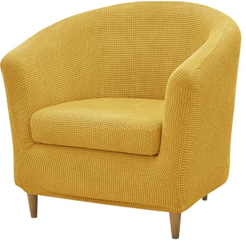 Levoberg Housse de Fauteuil Cabriolet 2 Pièce Housse de Fauteuil Tullsta Extensible Couverture Canapé 1 Place Housse Chaise de Baignoire avec Housse de Coussin Lavable pour Salon Hôtel Jaune