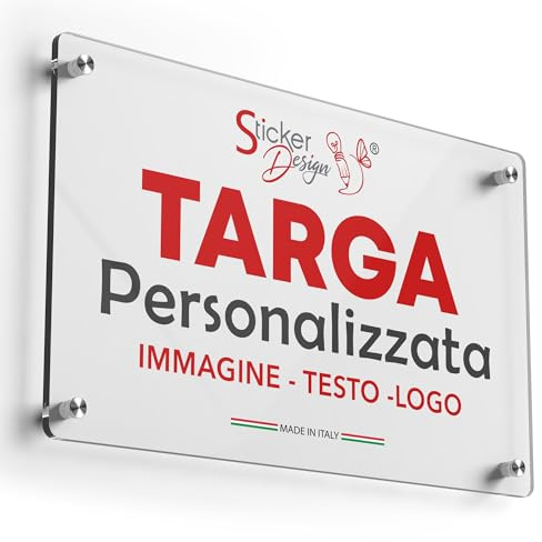 STICKER DESIGN Targa Personalizzata in Plexiglass 30x20cm da esterno, Targa personalizzata per Studio, Dottori, Attività, Condominio, Hotel, Casa Vacanze, con Cin, Logo, scritta e testo Personalizzato