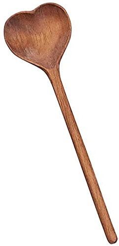 Holzlöffel in Herzform, herzförmiger Holzlöffel, Kaffeelöffel, 28,5 cm, Rührutensil für Tee, Kaffee, Kochen und Backen