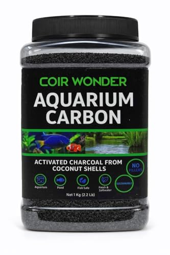 Coir Wonder Aquarium Carbon – 1 Kg (2.2 Lb) – Coconut Shell Activated Charcoal – Filter Media for Fish Tanks, Ponds – Water Clarifier Granules