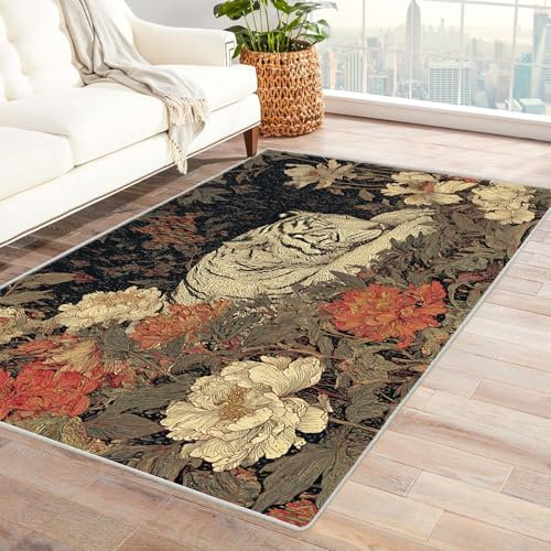 IEPOZWA Niedlich Cartoon Deko Teppich Schlafend Für Wohnzimmer, Schlafzimmer, Küche, Anti-Rutsch Rückseite, Dicke, Pflegeleicht(Brown)-60x90cm