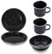Navoys 6pc Enamel Camping Set - 2 Mugs, 2 Plates and 2 Bowls - Black, Heat Resistant, Ideal Accessory for Camping, Picnic, Hiking, Fishing (2 Mugs, Bowls & Plates)