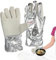 Duroecsain Guantes de protección térmica, guantes de cocina resistentes al calor, guantes de cocina resistentes al calor, no deslizamiento, 300 °C, lámina de aluminio resistente al calor, guante