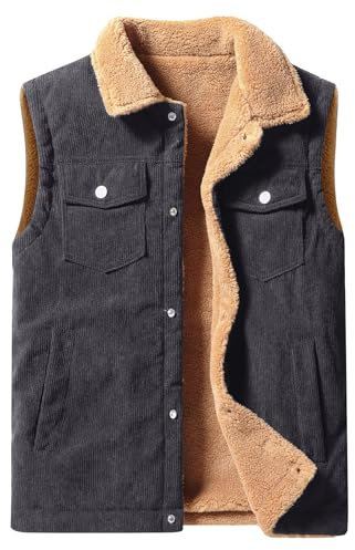 Oralidera Gilet da Uomo in Velluto a Coste Giubbino Smanicato Gilet Imbottito in Pile Caldo Invernale Giacca Senza Maniche in Velluto a Coste