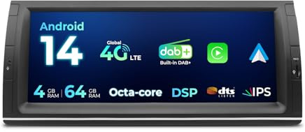 SWTNVIN 10.25 Zoll IPS Android 14 Car Radio Multimedia Player für BMW E53 X5(1999-2006) Autoradio Built-in Dab 4G WiFi CarPlay Android Auto Bluetooth 5.0 GPS AKM DSP (Octa Core 4+64 GB)
