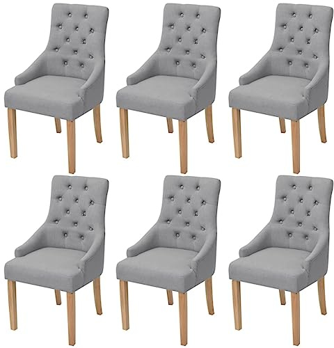 KTHLBRH Esszimmerstühle mit Armlehnen, luxuriöses und gepolstertes Design, Beine aus solider Eiche, stabil und bequem, für Esszimmer oder Wohnzimmer, inklusive 6 Stühlen