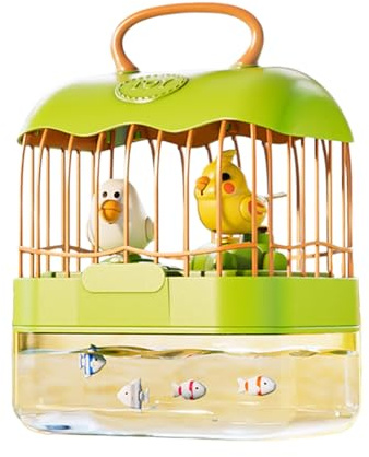 ZYHARUKO Multifunctional Bird Robot For Kids Singing Flapping And Repeating Play With Fish Bowl And Sensors Kids Toy Bird Cage