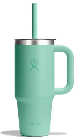 Hydro Flask - Travel Tumbler 710 ml (24 oz) | Transparenter Press-In Strohhalmdeckel – Edelstahl – Doppelte Vakuumisolierung – Spritzfest – Mermaid Green