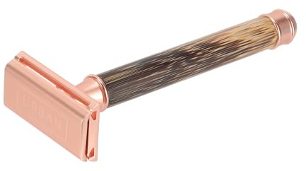 Urban Gentlemen Double Edge Safety Razor for Men, Bamboo Handle Safety Razor, Reusable Eco Friendly Wet Shaving Razor, Premium Rose Gold Manual Razor for Close & Smooth Shave