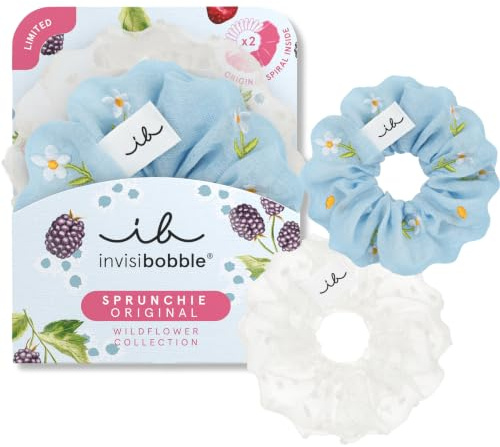 Scrunchie 2er Set Wildflower Sunthreads – invisibobble Sprunchie Transparent Blumenmuster, Haargummi Schonend, Bunt, Farbig, Elegant, Trend, Sommer, Scrunchies Damen, Scrunchie Mehrfarbig, Festival