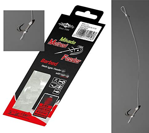 Mikado 8 x Method Feeder 702 Haken Rig `s Hair Rigs Feederhaken Verschiedene Größen (Haken 14 / Vorfach Ø0,20mm)