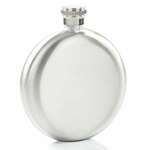 Engraved 5oz Round Hip Flask. Personalised, Best Man, Usher, Groom Gift (Stainless Steel)