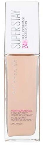 Maybelline New York Foundation, Superstay 24 Hour Longlasting Foundation, leichtes Gefühl, wasser- und übertragungsbeständig, 30 ml, Farbton:20, Cameo