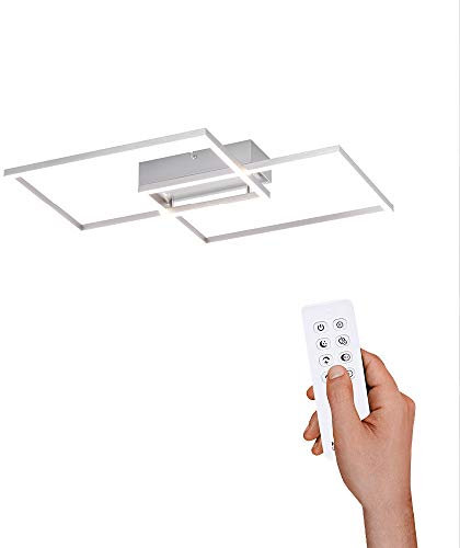 LED Deckenlampe dimmbar, 50x42cm, Deckenleuchte mit 2 Leuchtrahmen | Farbtemperatur mit Fernbedienung einstellbar, warmweiss - kaltweiss | Deckenpanel mit Memory-Funktion für Wohnzimmer & Küche