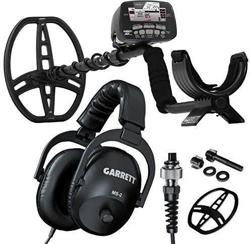 Garrett AT Pro Metalldetektor mit 21,6 x 27,9 cm PROformance DD Tauchspule, Spulenabdeckung und MS-2 Stereo-Kopfhörern