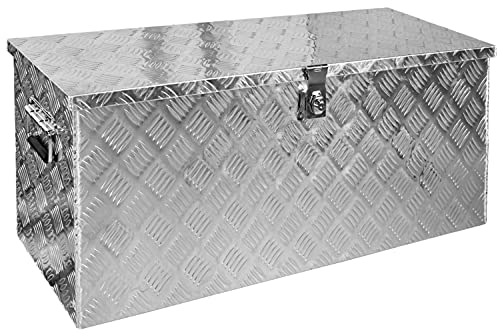 Trucky Truckbox, Deichselbox Aluminium, Anhängerbox 15 Größen, Werkzeugkiste mit Schloss und Schlüssel, stabil und wasserdicht, Boxentyp:D120 (89 x 36 x 42 cm)