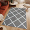 TAPISO Luxury Teppich Kurzflor Grau Weiß Modern Geometrisch Karo Diamant Gitter Muster Wohnzimmer Schlafzimmer Vorzimmer ÖKOTEX 160 x 220 cm