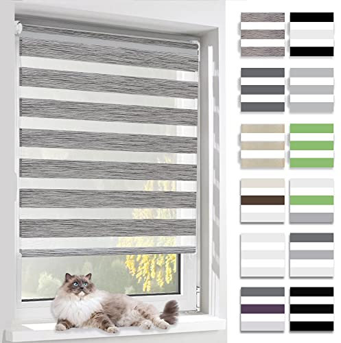 BelleMax Doppelrollo Klemmfix ohne Bohren & mit Bohren, 40x150cm(BxH), Marmor Grau, Duo Rollo, Sonnenschutz lichtdurchlässig Blickdicht, Klemmrollo Fensterrollo, Rollos für Fenster und Tür