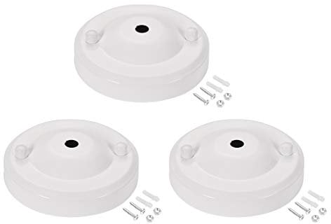 sourcing map Retro Light Canopy Kit Pendant Lighting Ceiling Plate 104mm 4.1Inch White 3Pcs