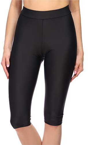Merry Style Damen Lange Badeshorts Kurze Leggings MS10-334(Schwarz,38)