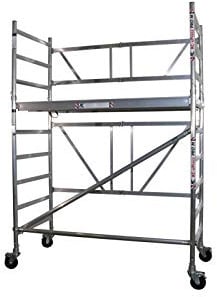 AC Steigtechnik xPress Pro-M Rollgerüst XL Plattform mit Luke - Aluminium Arbeitsgerüst, 3,85 m Arbeitshöhe, flexibel erweiterbar, für Innen & Außen, DIN EN 1004, Wandstand