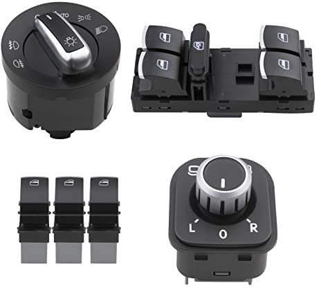 ZEALfix 6PCS Specchio, finestra e interruttore faro 5ND959857 5ND959565A 5ND941431B 5ND959855 Per VWS Jetta Golf GTI MK5 MK6 T Passat