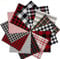 MoonyLI Christmas Cotton Fabric Bundles Patchwork Nähen Quilten Stoff Plaid Check Stoff DIY Scrapbook Craft Fabric Supplies 12,5 * 12,5 cm Weihnachten Patchwork Precut Bedruckte Stoffreste 65 Stk