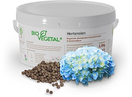 BioVegetal Hortensiendünger mit Guano und natürlicher Langzeitwirkung durch Fixierung der Nährstoffe durch Ton, 2,5 kg Eimer