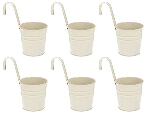 6piezas Macetas Colgantes De Hierro Con Drenaje Decoración Para Jardín Y Balcón Soporte Para Flores Railing Para Interior Y Exterior