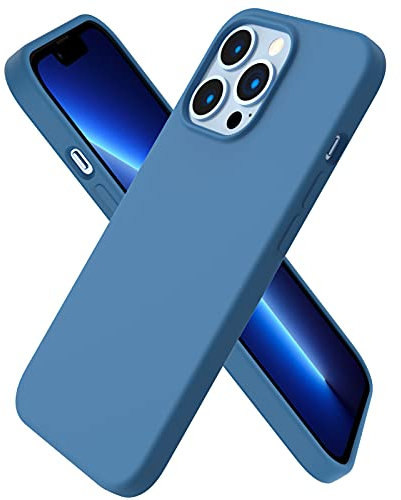 ORNARTO Compatible with iPhone 13 Pro Case 6.1, Slim Liquid Silicone 3 Layers Full Covered Soft Gel Rubber Case Cover 6.1 inch-Blue