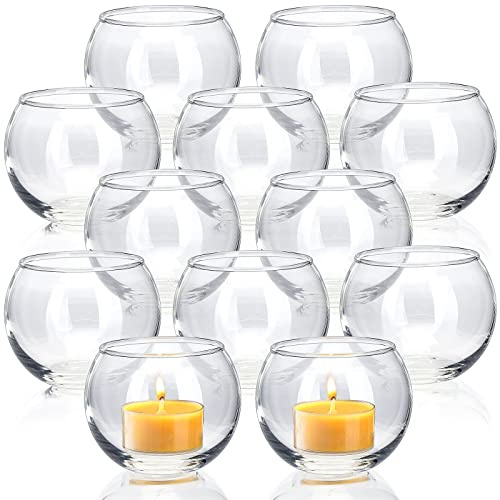 Volens Clear Votive Candle Holders Set of 12, Round Glass Votives 2''×2''