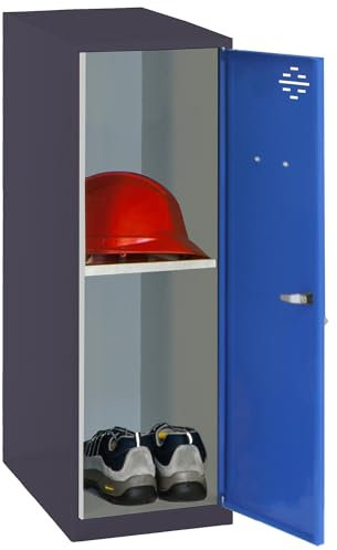 Simon Rack Simonlocker Kommode, klein, 915 x 400 x 500 mm, Amario aus Metall, mit Schlüssel, Anthrazit/Blau
