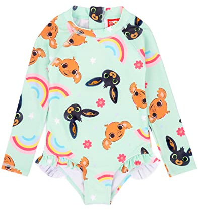 Bing Bunny Swimsuits for Girls | Children Toddlers Blue Sula Characters with Frill Hem Swimming Costume | Kids Animated Series Swimwear