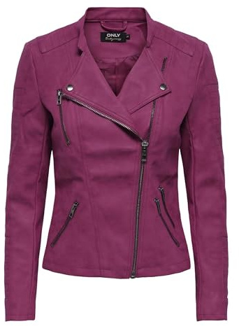Bestseller A/S Onlava Faux Cuir Biker OTW Noos Veste, Cerise, 34 Femme