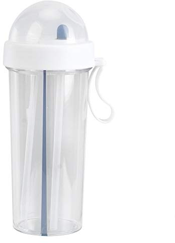 Innovative 600ml Wasserflasche mit Dual-Use-Funktion für zwei Getränke und Strohhalm für Zuhause, Outdoor, Camping, Sport, Paare und Studenten