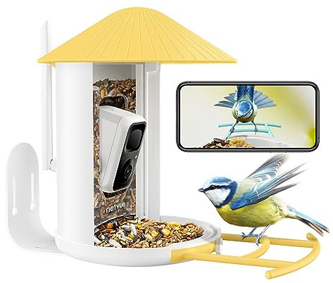 NETVUE by Birdfy Vogelfutterhaus mit Kamera, Vogelfutterstation mit Kamera für Wildvögel, Vogelfutterhaus mit Video Aufnehmen,Vollfarbe Nachtsicht WiFi Kamera Smart Vogelfutterautomat