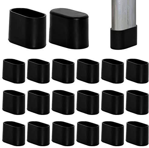 THETAG 20 Stück PVC Stuhlbeinkappen, Stuhlbeinkappen Kappen Bodenschutz Fußkappen, Gummi Stuhlbeinkappe Stuhlbeinschutz 40x20 mm für Ovalrohre Rohrkappen